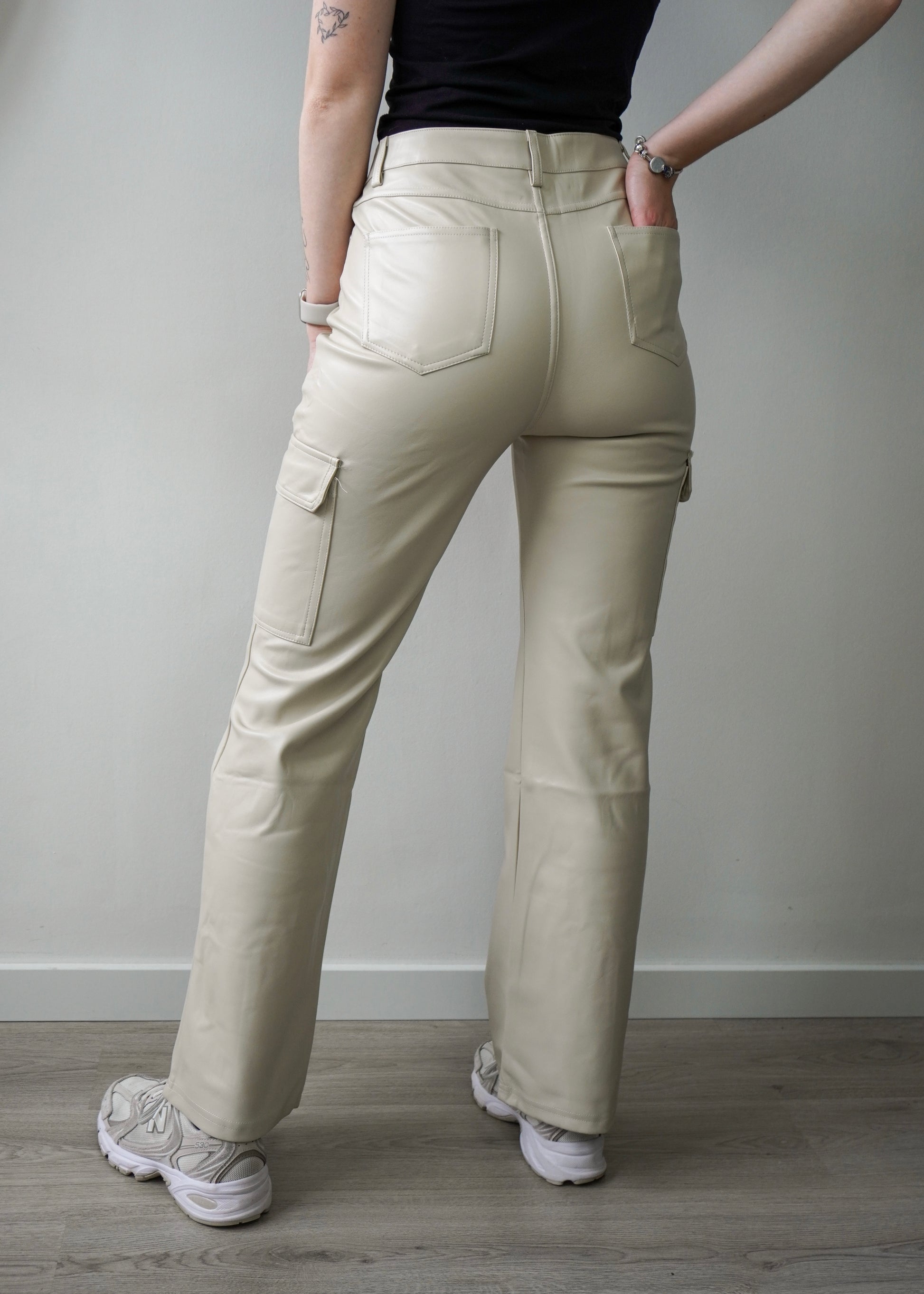 Cargo leather pants beige | Styles And More