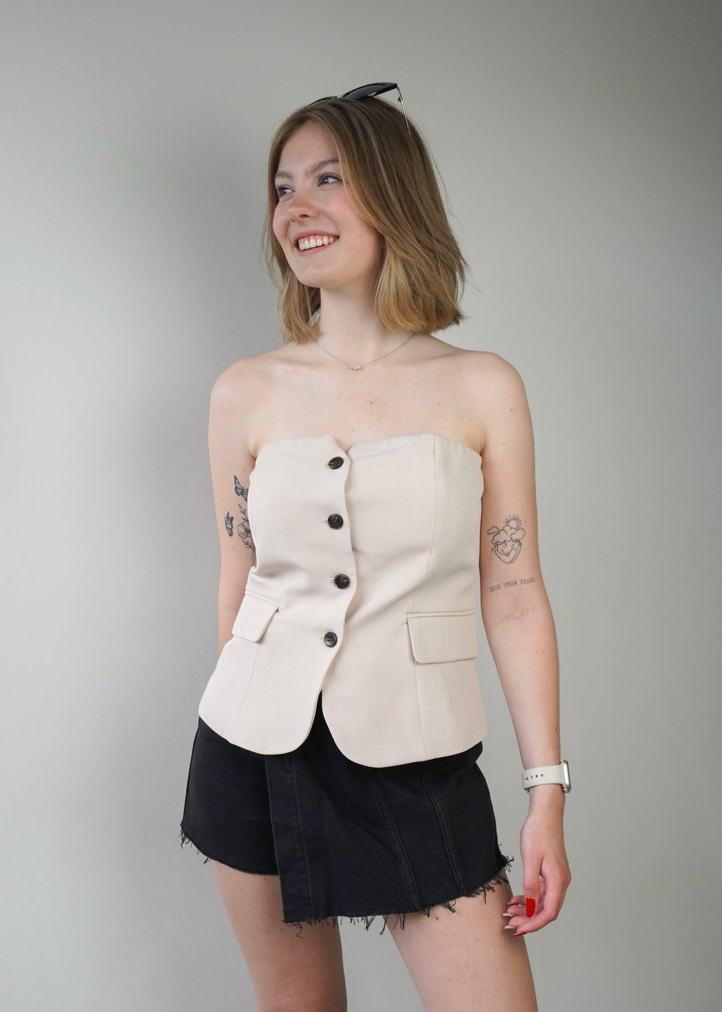 Strapless gilet beige | Styles And More